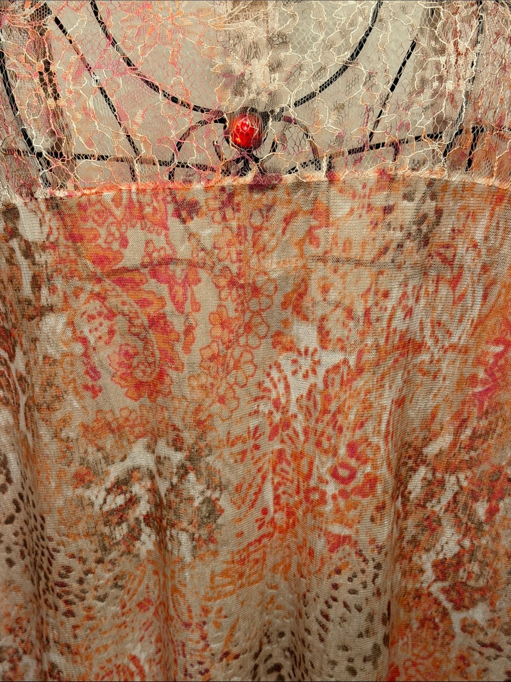 🤩🤩🤩BOGOHO🤩🤩🤩Chicos Lightweight Lace Kimono Cardigan in Peach and Cream-3 - Picture 7 of 10